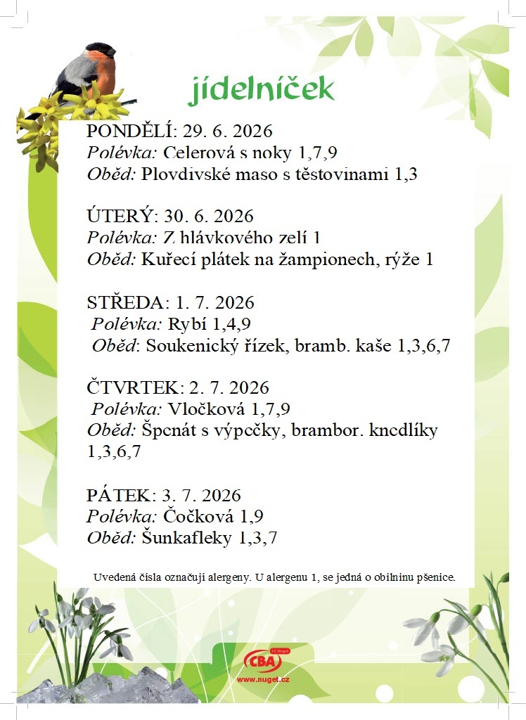 Jídelníček a další informace