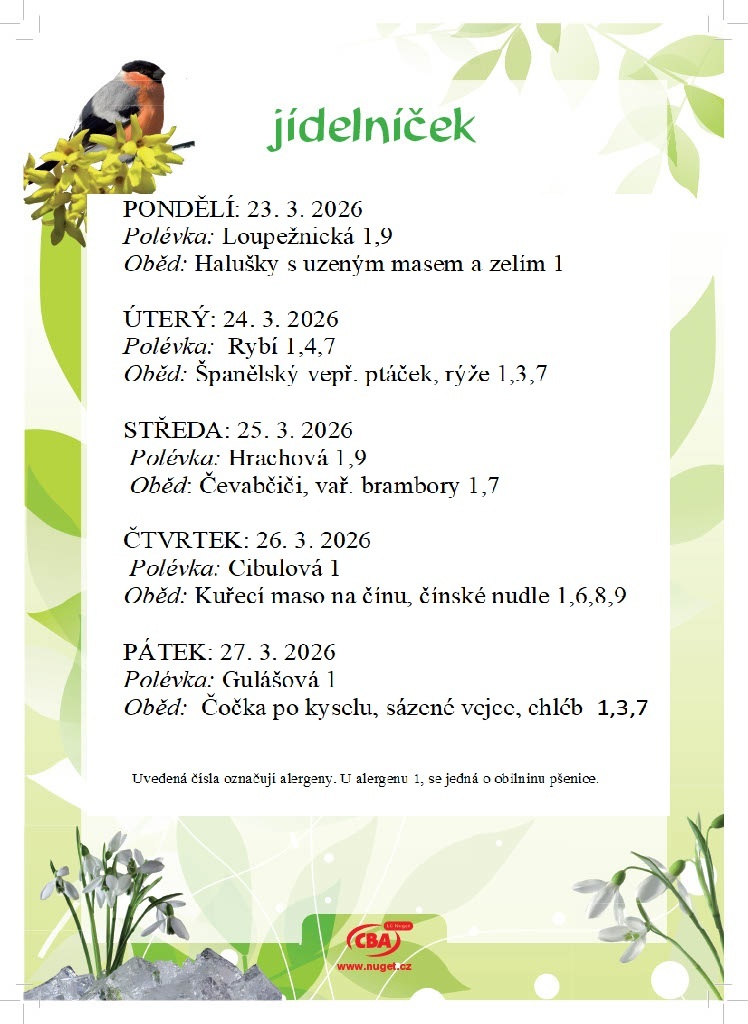 Jídelníček a další informace