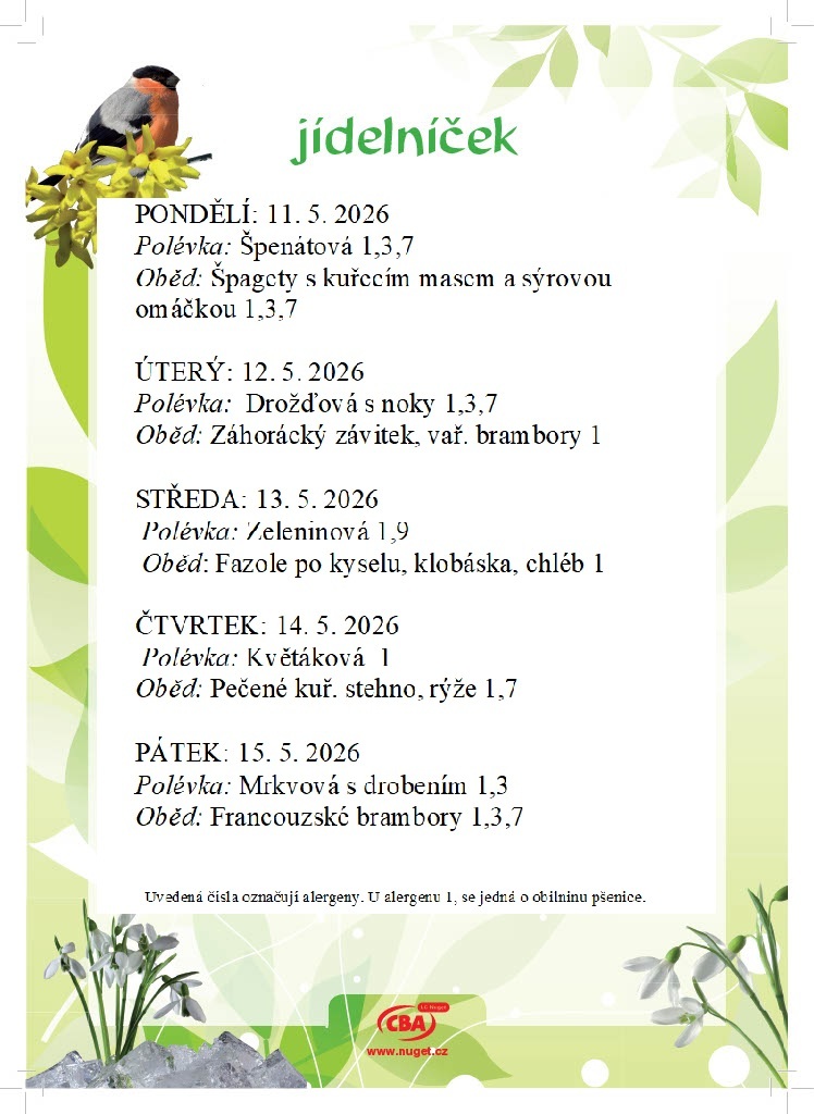 Jídelníček a další informace