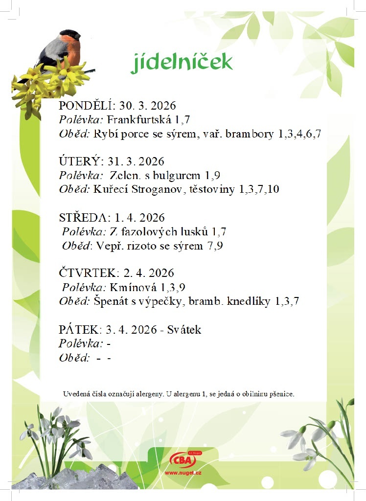 Jídelníček a další informace